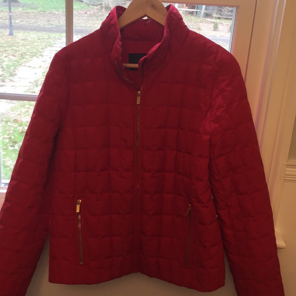 Jcrew red quilted coat